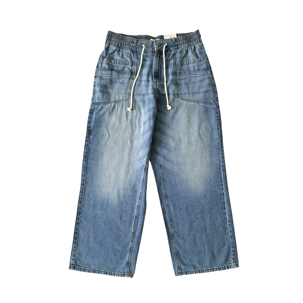 New Sonoma Jeans Womens Large Blue High Rise Wide Leg Denim Baggy Blue Nwt